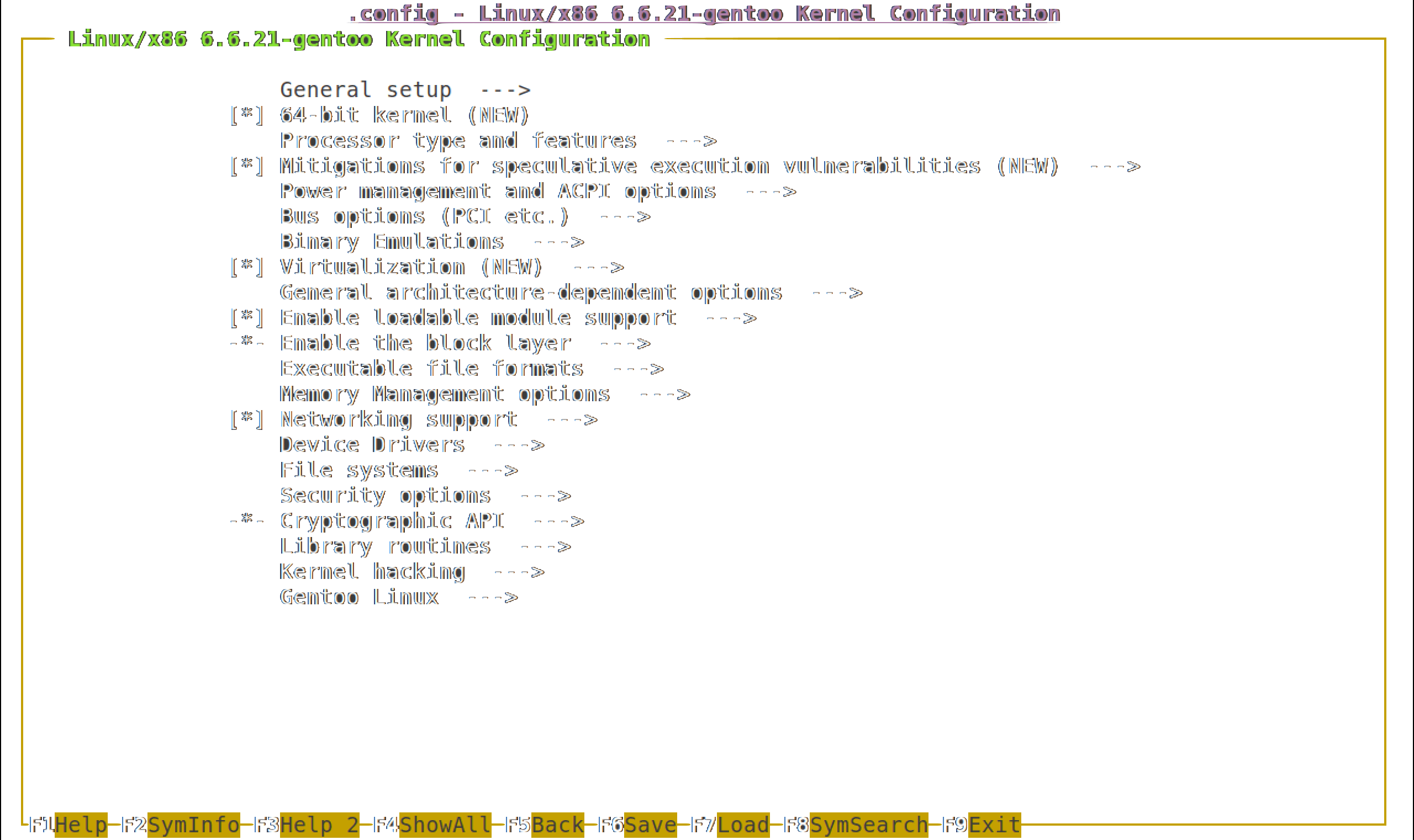 An image, showing the nconfig menu